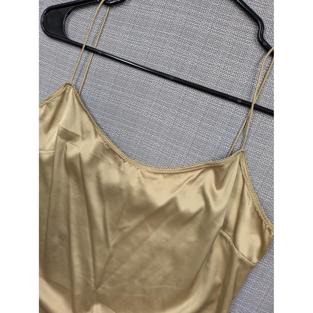 Elie Tahari Tank Top Womens Medium Gold Satin Camisole Spaghetti Strap Basic